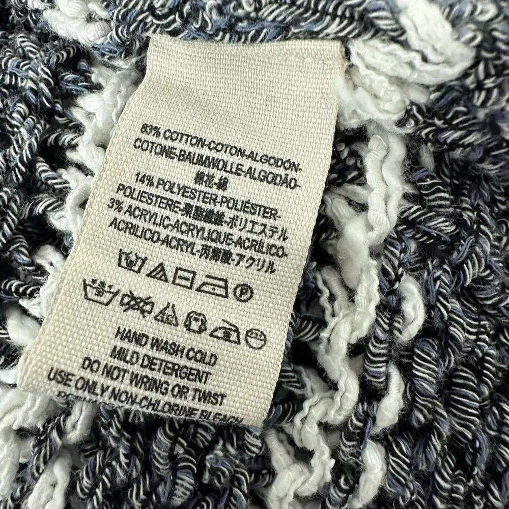 Free People Sweater Womens Small Blue Folksong‎ Fringe Vest Loose Knit Top